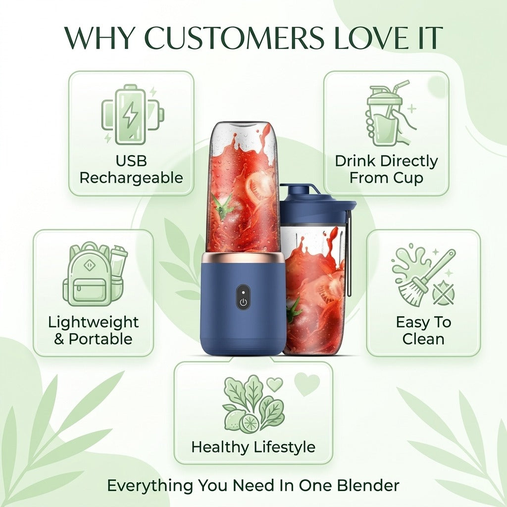 Portable Blender With Cup Fresh Smoothies Anywhere in Just 30 Seconds