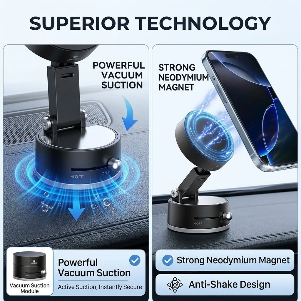 Foldable Vacuum Magnetic Car Phone Holder 360 Rotatable