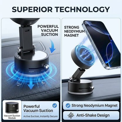 Foldable Vacuum Magnetic Car Phone Holder 360 Rotatable