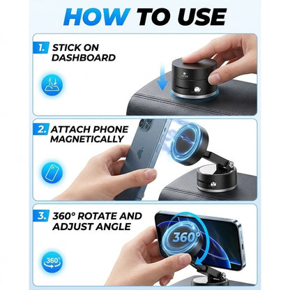 Foldable Vacuum Magnetic Car Phone Holder 360 Rotatable