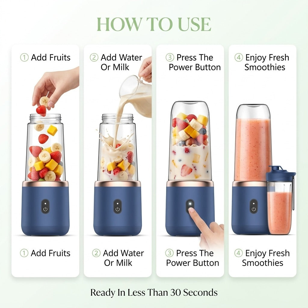 Portable Blender With Cup Fresh Smoothies Anywhere in Just 30 Seconds