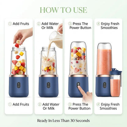Portable Blender With Cup Fresh Smoothies Anywhere in Just 30 Seconds